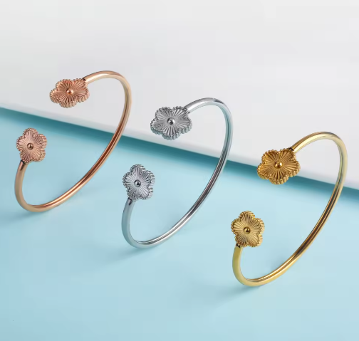 Pulsera floral acero inoxidable